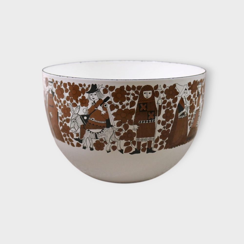 Vintage Arabia Finel Kaj Franck 'Ritari' Medieval Troubadour Enamel Bowl Finland - Picture 1 of 13